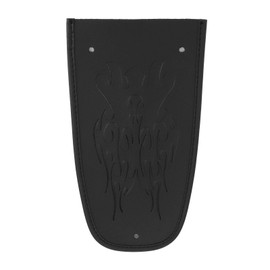 Qiilu Black PU Leather Flame Rear Bib, Motorcycle Bib Cover Artificial Leather Decorative Pad Flame Pattern Fit for XL 883 1200 48