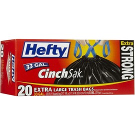 Hefty CinchSak 33 Gal. Extra Large Trash Bags with Drawstring 20 ct (Pack of 2)