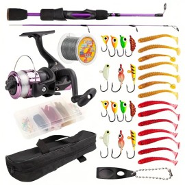 Topline Tackle High Quality ultra Light Spinning Ice Fishing Rod Kit Proable Fishing Rod Reel Lure Combo for Ice FishingLength: 1.8 m(5.91ft), Color: Red