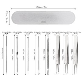 ALXBSONE Blackhead Remover Set of 8 Comedone Extractor Tools Stainless Steel Blackhead Tweezers