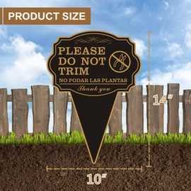 Double Sided Yard Sign, Do Not Trim / NO PODAR LAS PLANTAS Garden Sign for Lawn, 10"x14" Bilingual English and Spanish Warning Sign with Stake, Rust-Free Metal, Weatherproof UV Printed for Outdoor Use (DO NOT TRIM-1PACK)