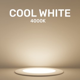 paul russells LED Ceiling Downlights, 8W Slim Recessed Bathroom Downlights, Kitchen Ceilings, 750 Lumens, 4000K Cool/Natural White, Cutout 95-105mm, Round Non-Dimmable Panel Spotlights, 6 Packs