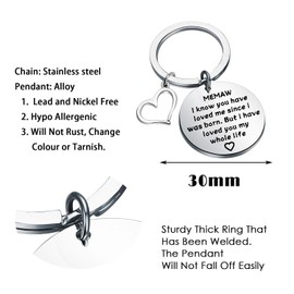 KUIYAI Memaw Grandmother Gift, Memaw Keychain, Grandma Birthday Gift, Mother's Day Gift for Grandma (memaw whole lifeUK)