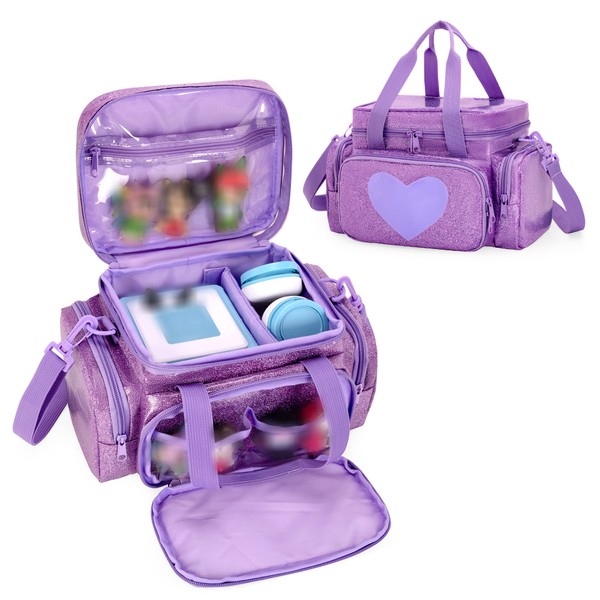 LoDrid Carrying Case Compatible with Tonie, Storage Bag Organizer for Audio Player Set and Accessories with Handle and Shoulder Strap, Purple, Bag Only (Patented Design)