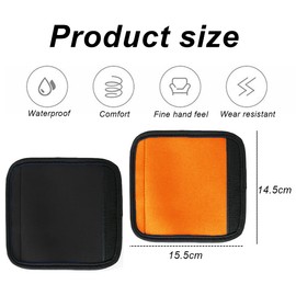 SamHeng 2 Pcs Neoprene Luggage Handle Wrap, Waterproof Suitcase Handle Cover Travel Identifiers, Bright Color Detachable Handle Grip Cover Protector Saddle for Travel Bag Stroller (Black+Orange)