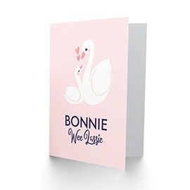 Bonnie Wee Lassie New Baby Girl Scottish Swan Greetings Card