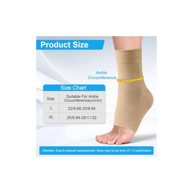 Beugo 1 Pair Ankle Support Compression Stockings, Skin Tone L