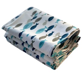 100% Cotton Hand Towel- Kitchen Dish Towel- Tea Towel - Flour Sack Towel (100% Cotton- Fish (4))