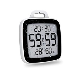 BALDR Digital Shower Clock with Timer - Waterproof Shower Timer for Kids & Adults - Perfect Bathroom Clock That Displays Time & Temperature - Battery Operated Digital Clock & Waterproof Timer (Black)
