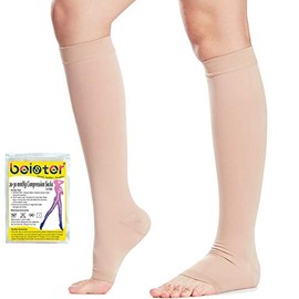 beister Beister Medical Open Toe Knee High Calf Compression Socks for Women & Men, Firm 20-30 mmHg Graduated Support Hosiery for Varicose Veins, Edema, Flight, Pregnancy A Pair