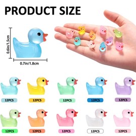 JOISHOP 120pcs Mini Ducks, 10 Colors Resin Tiny Ducks Little Plastic Ducks Luminous Small Ducks Bulk Glow in The Dark for Aquarium Dollhouse Fairy Garden Landscape Decor