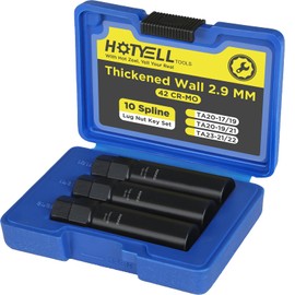 HOTYELL 10 Spline Lug Nut Key, Thicker Wall 10-Spline Lug Nut Socket Set, Break-Resistant Wheel Lugnut Removal Tool for Aftermarket Locking Lug Nuts, Compatible with Bimecc Lug Nuts (3 Piece Set)