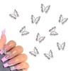 20pcs Butterfly Nail Gems Alloy Nail Charms Silver Metal Rhinestone
