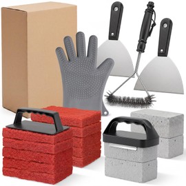 Singhoow 18 Pieces Griddle Cleaning Kit for Blackstone Flat Top Grill Accessories Cleaner Tool Set Stone, Griddle Scraper, Scouring Pad and Handles Gloves Multifunctional Accessories for Stain