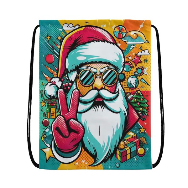 EZB Christmas Santa Drawstring Bag | 36x30cm Midi Sized Backpack
