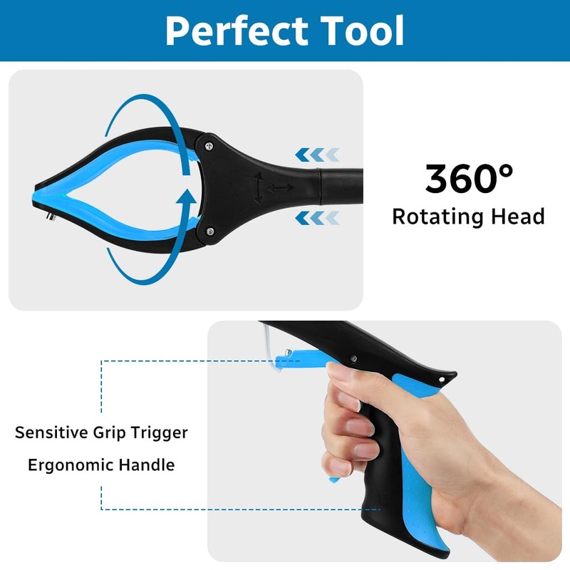 Adiwo Foldable Litter Picker Grabber, 91cm/36" Long Handle Litter Pickers