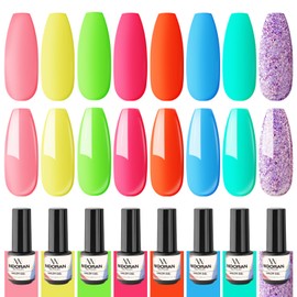 Nitakou Neon Gel Nail Polish Set, 8 Colors Spring Summer Neon Orange Hot Pink Yellow Green Blue Purple Collection Gel Polish Kit Long Lasting Soak Off Gel Polish Gift for Women