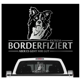 siviwonder Car Sticker Border Collie Dog Infected Dog Sticker 30 cm Metallic Silver