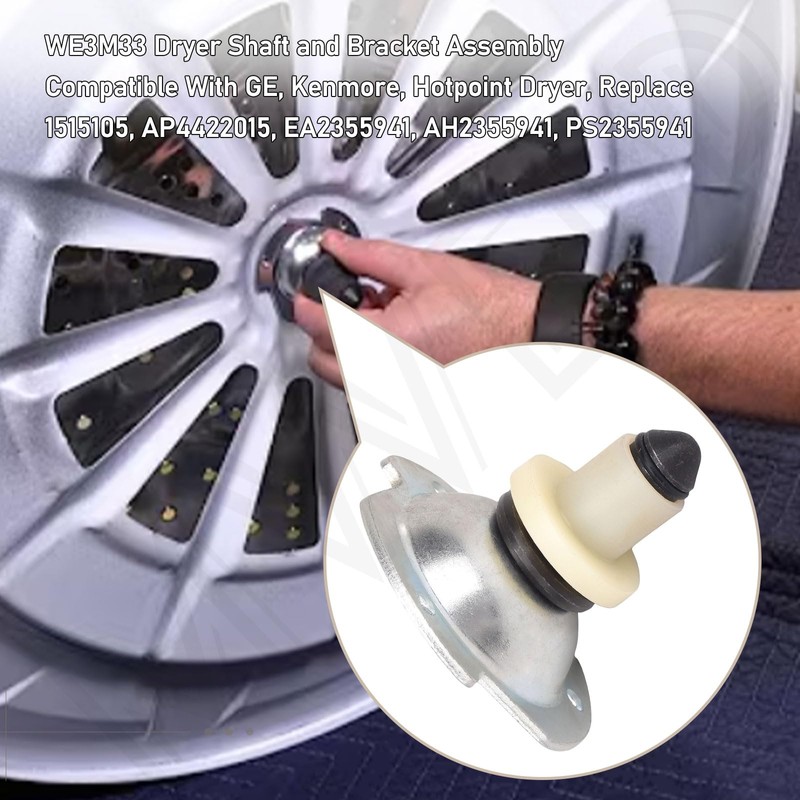 WE3M33 Dryer Shaft and Bracket Assembly Compatible With GE, Kenmore,