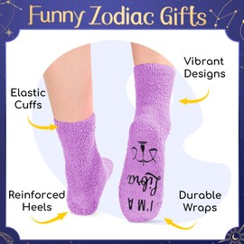 HAPPYPOP Libra Gifts for Women - Zodiac Socks, September October Birthday Gifts, Astrology Constellation Horoscope Presents, Galaxy Libra Socks