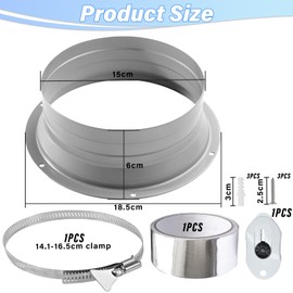 URHRHU Wall Flange Ø150mm Wall Connection Hose Adapter Metal Welding Flange Flange Vent Pipe Fitting Duct Tube Pipe Adaptor with Hose Clamps Screws for Exhaust Hose Air Conditioning Ventilation System