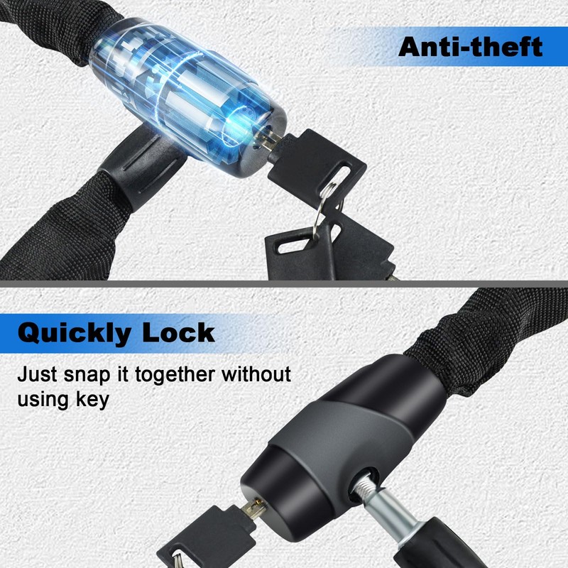 Chain Lock, Heavy Duty Anti-Theft Chain Lock, 2.72 Ft Security