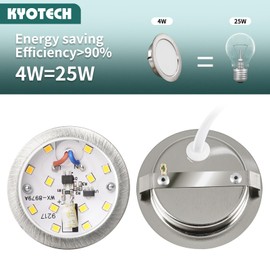 KYOTECH LED Recessed Spotlight 230 V G4 LED 4 W 4000 K Neutral White 300 LM Furniture Recessed Spotlight IP44 LED Furniture Recessed Light Under-Unit Light Kitchen LED Borehole 55-58 mm and 20 mm Flat