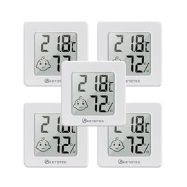 KETOTEK 5 Pack Room Thermometer Indoor Hygrometer Digital Mini Humidity Meter Temperature Monitor with Climate Indicator for Baby Room Greenhouse