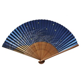 (Men's Use) Washi Fan, Firefly Pattern, navy