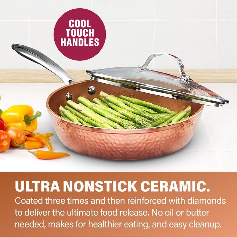 Gotham Steel Hammered Copper Sauté Pan - Size: 14 in.,