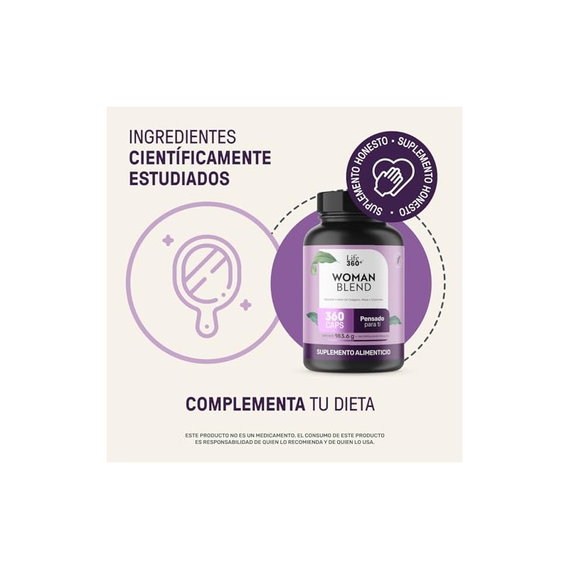 Multivitamínico Suplemento Mujer 360 Cápsulas Colágeno Hidrolizado Biotina Ácido Fólico