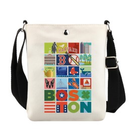 UJIMS Boston City Canvas Crossbody Bag Boston Travel Souvenir Gift Boston Themed Gifts Boston Vacation Gift (BostonCrossbodyBag)