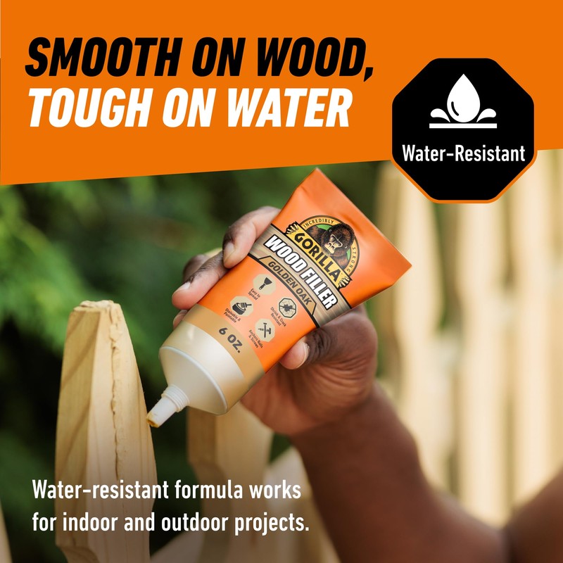 Gorilla All Purpose Wood Filler, Golden Oak Color, 6 Ounce