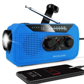 Disaster preparedness radio multifunctional solar emergency radio light with hand crank USB flashlight and reading light function 2000mAh full smartphone charging function SOS, waterproof, earphone