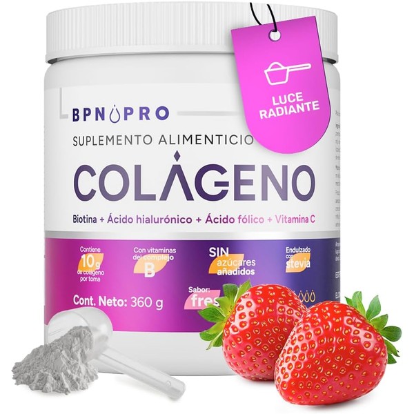 Colágeno Hidrolizado Puro en Polvo 360g - Fresa | Con