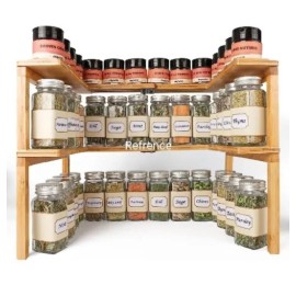 Kitsure Bamboo Spice Rack Double Shelf