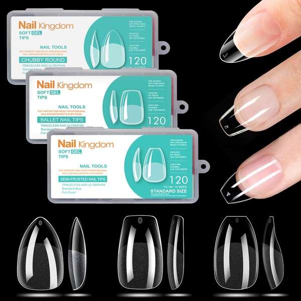 BlueZOO Soft Gel X Nail Tips Short Almond Coffin Ballerina