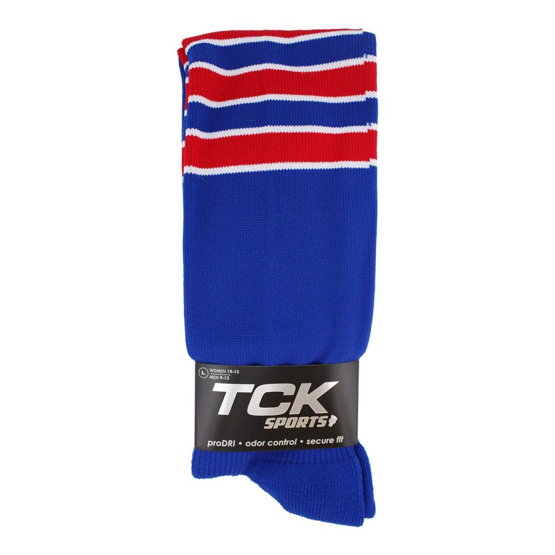 TCK Performance Baseball/Softball Socks (Royal/White/Scarlet, Medium)