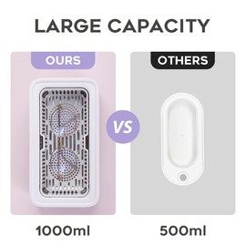 Adiding Jewelry Cleaning Machine, 1000mL (33.8oz) Sonic Retainer Ring Cleaner with 5 Time Mode and Degassing Function Ultrasonic for Glasses, Earrings, Necklaces, Denture, Coins, Pacifier (Purple)