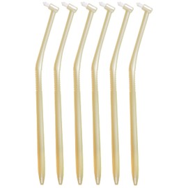 L APIS: Dental Compact Tuft Brush, Made in Japan, Spot Brushing, Teeth Row, Molars, Back of Teeth, Winner of the Good Design Award, Regular, Yellow, 6 Pieces with 1 Cap