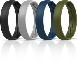 ThunderFit Silicone Rings for Him and Her, Rubber Engagement Bands Unisex - 4mm Width, 1.8mm Thick, 1/4/7 Variety Multipack (Pack I - Size 10.5-11 (20.60mm))