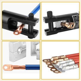 Hydraulic Cable Lug Crimper Hydraulic Wire Crimper Battery Lug Terminal Cable Crimping Tool, Wire Crimping Tool with 8 die Pairs (8 AWG to 250 MCM)