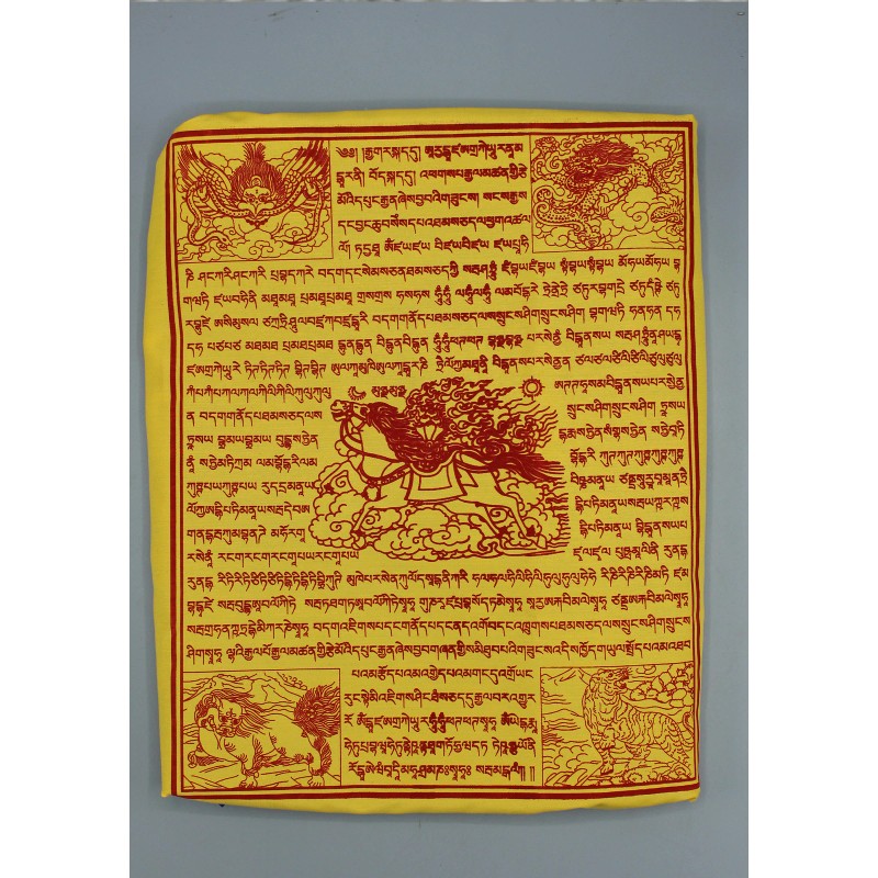 Vertical Mixed Deities Color Print Tibetan Prayer Flags