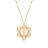 MYEARS Women Initial Necklace Gold Lily May Flower Pendant 14K