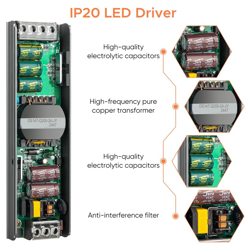 Karyoosi 24V 200W LED Driver, LED Power Supply 8.3A, Transformer