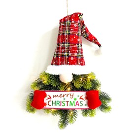 Christmas Artificial Pine Gnomes Garland Santa Claus Hat Hanging Door Sign Garland Holiday/Xmas/New Year Home Indoor Outdoor Decoration Supplies