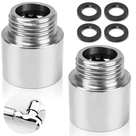 CONJURAIDE Set of 2 Tap Extension 1/2 Inch, Stainless Steel Extension 1/2 Inch 20 mm Extension Water Thread Fitting with Flat Washers for Taps Corner Valves Shower Heads