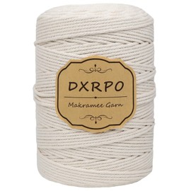 DXRPO Macrame Yarn 3 mm x 300 m, Natural Macrame, Cotton Yarn Macrame Cord, Cotton Cord Used Wall Hanging, Macrame Hanging Basket, DIY Craft Plant Hanger, Boho Decoration, Beige