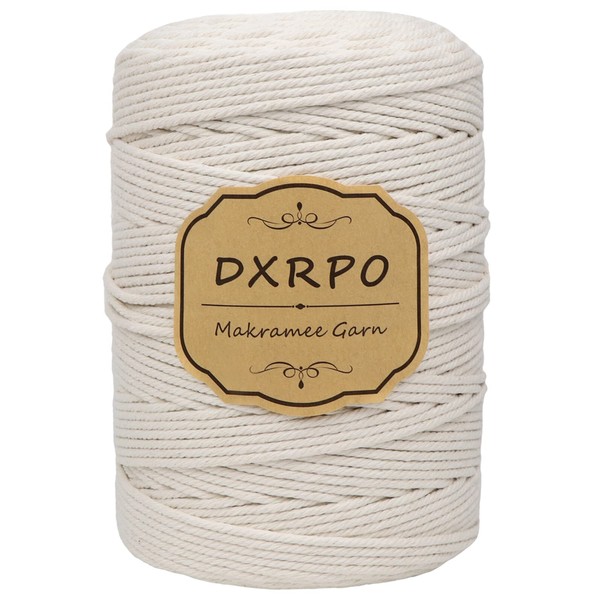 DXRPO Macrame Yarn 3 mm x 300 m, Natural Macrame,