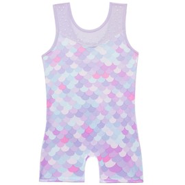 Kiscorpse Gymnastics Leotards for Girls, Gradient Color Sparkly Dance Leotard, Sleeveless Dancewear with Rainbow Pink Purple Snowflake Athletic 5-12 Years